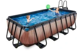 EXIT TOYS EXIT Wood Zwembad - 400 X 200 X 100 Cm - Met Zandfilterpomp En Trap -Winkel Voor Watersportartikelen 807 1200 30.17.42.10 5