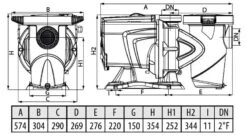 DAB E-Swim 300 M Variabele Zwembadpomp -Winkel Voor Watersportartikelen technische gegevens 2